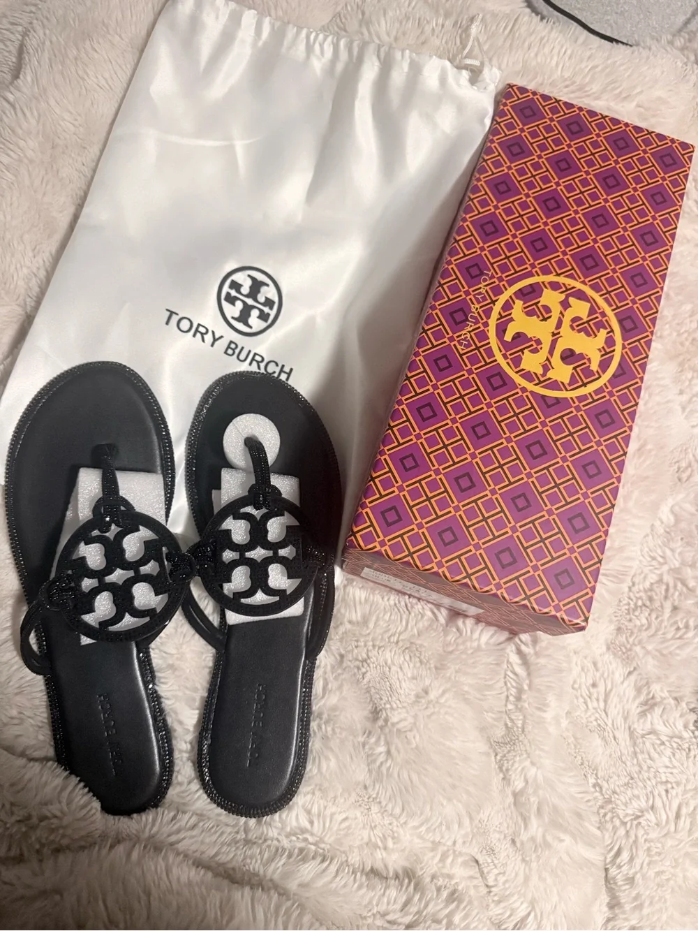 Tory Burch Black Logo Cutout Slip-On Sandal - Picture 2 of 4